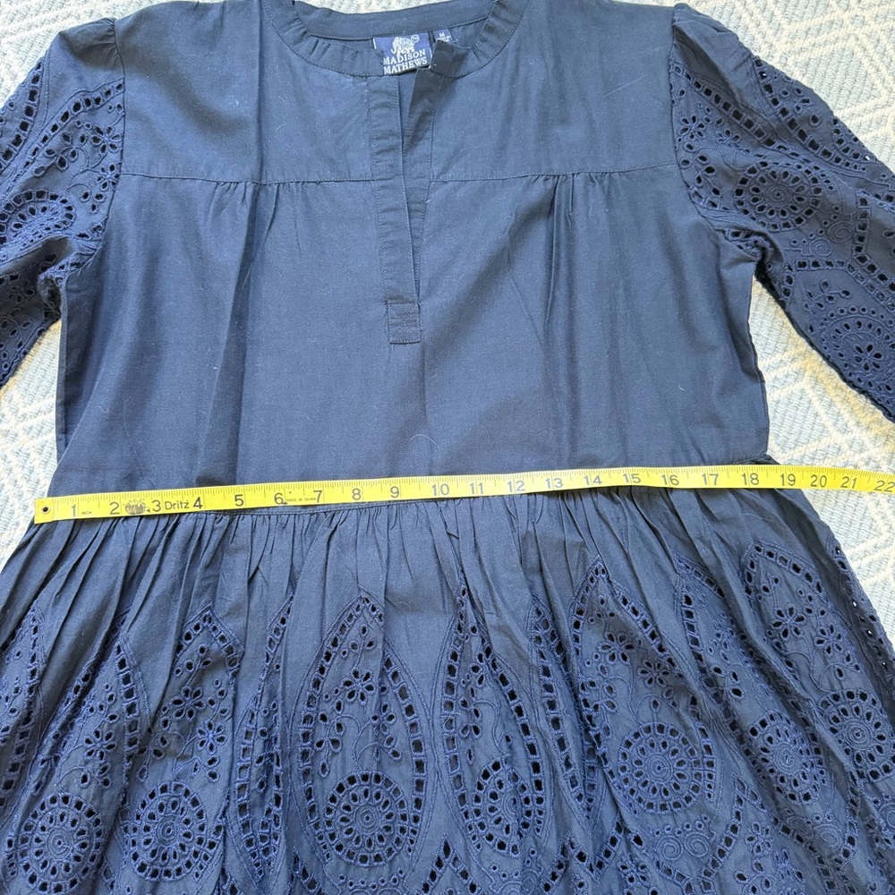 NWT Madison Mathews Folly Navy Eyelet Mini Dress, Size Medium - Picture 5 of 7
